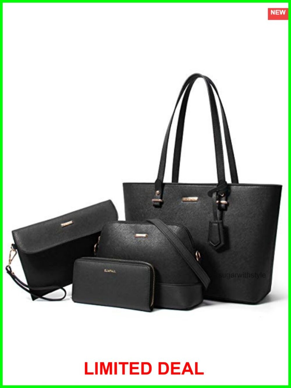 Synthetic Leather Satchel Handbag Wallet Clutch Tote Shoulder Bag Set